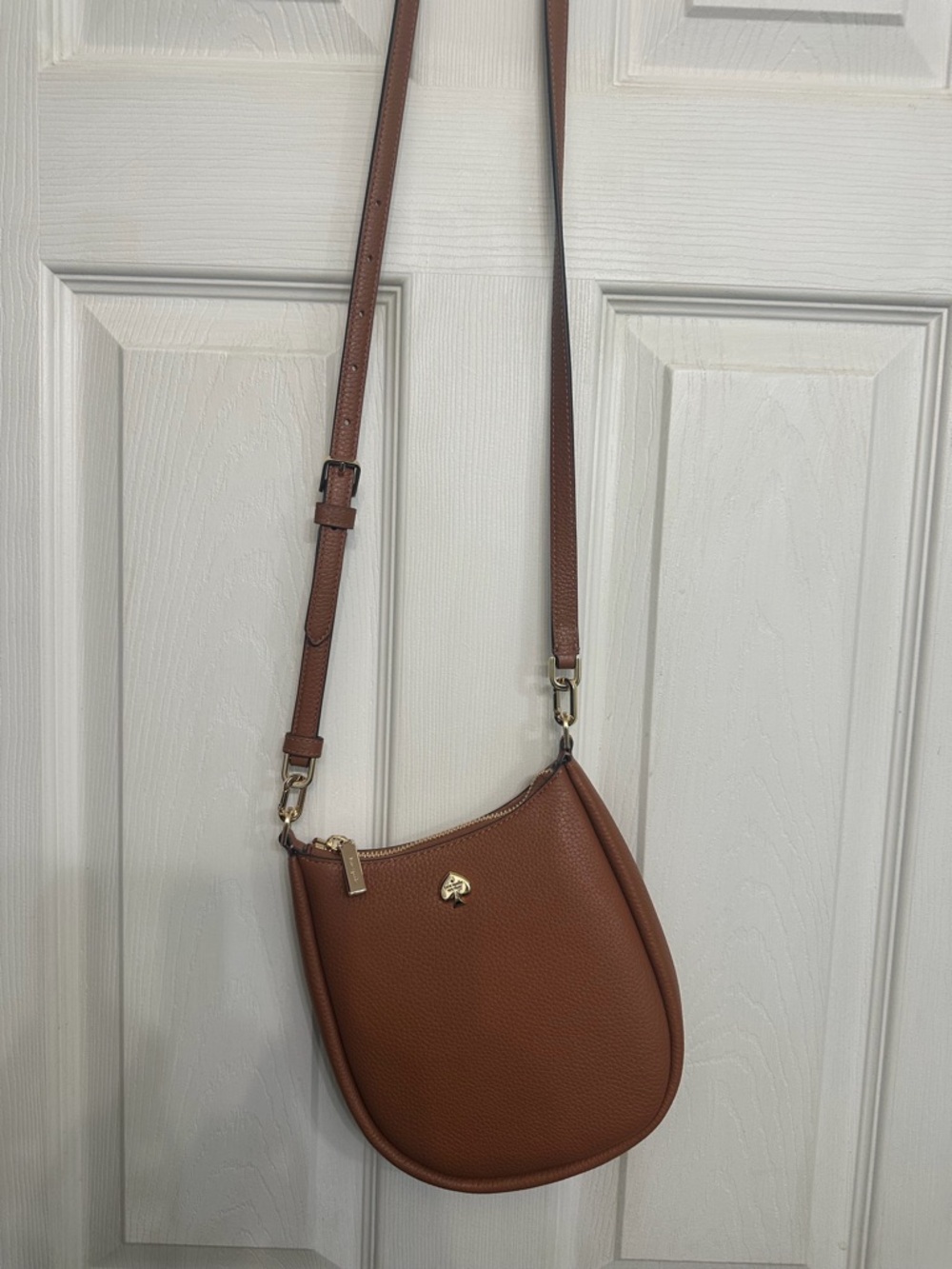 kate spade Brown Pebbled Leather Crossbody Saddle Bag